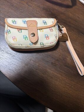 Dooney and Bourke Multicolor 'DB' Print Wristlet Pouch - Cream